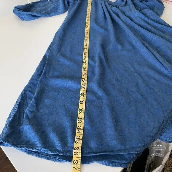 Holding Horses Leyton Blue Floral Swing Mini Dress Open Slit Long Sleeve XS - Picture 8 of 9